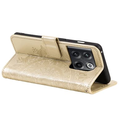 SKALO OnePlus 10T 5G Mandala lompakkokotelo - Kulta