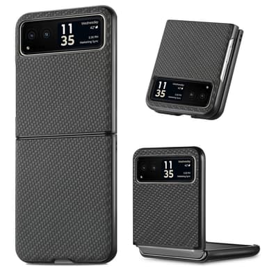 SKALO Motorola Razr 40 5G Carbon Fiber Fold Suojakuori - Musta