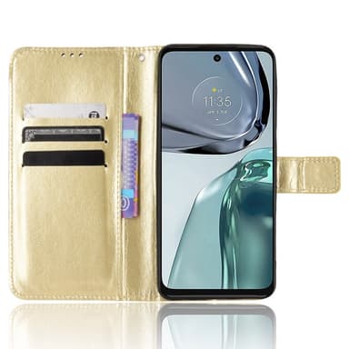 SKALO Motorola Moto G62 5G Crazy Horse lompakko PU nahka - Kulta