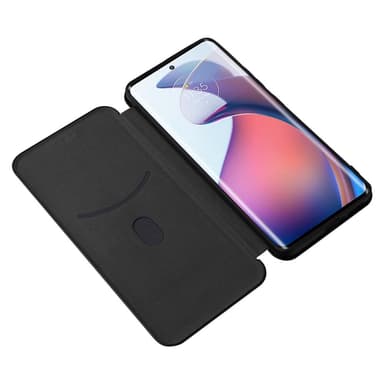 SKALO Motorola Edge 30 Fusion 5G Carbon Fiber Lompakkokotelo - Musta