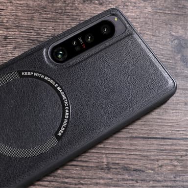 SKALO Sony Xperia 10 V PU Nahka Hybrid Magnetic Ring Suojakuori - Musta