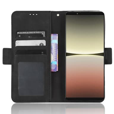 SKALO Sony Xperia 5 IV 5G 6-lokeroa Lompakkokotelo - Musta