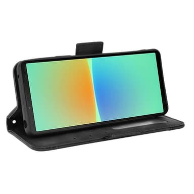 SKALO Sony Xperia 10 V 6-lokeroa Lompakkokotelo - Musta
