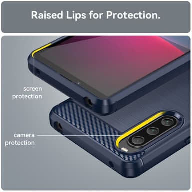 SKALO Sony Xperia 10 V Armor Carbon Iskunkestävä TPU suojakuori - Sininen