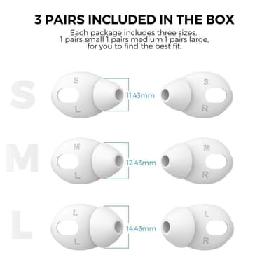 AHASTYLE AirPods 3 Silikoniset korvatyynyt S+M+L - Valkoinen
