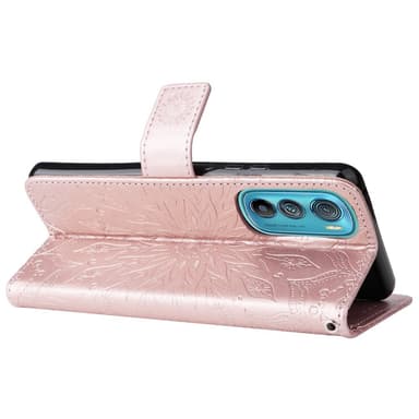 SKALO Motorola Edge 30 5G Mandala lompakkokotelo - Ruusukulta