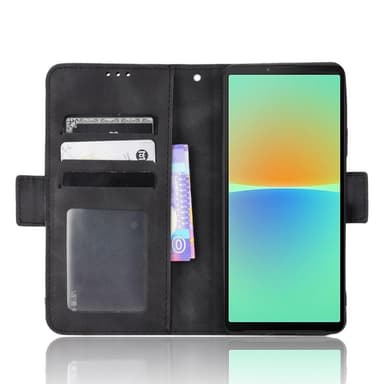 SKALO Sony Xperia 10 V 6-lokeroa Lompakkokotelo - Musta