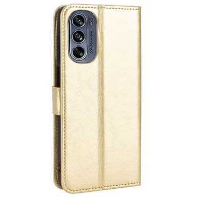 SKALO Motorola Moto G62 5G Crazy Horse lompakko PU nahka - Kulta