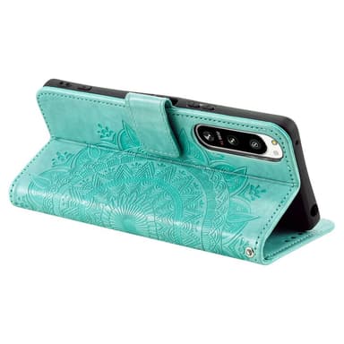 SKALO Sony Xperia 5 IV 5G Mandala lompakkokotelo - Turkoosi