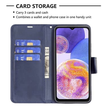 SKALO Samsung A23 5G Lompakkokotelo PU-nahkaa - Sininen
