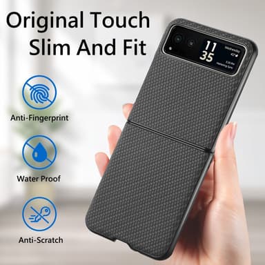 SKALO Motorola Razr 40 5G Carbon Fiber Fold Suojakuori - Musta