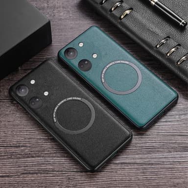 SKALO OnePlus Nord 3 5G / Ace 2V PU Nahka Hybrid Magnetic Ring Suojakuori - Musta