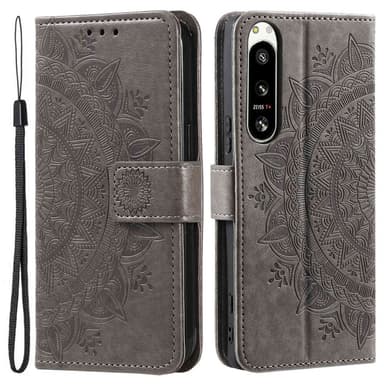 SKALO Sony Xperia 5 IV 5G Mandala lompakkokotelo - Harmaa