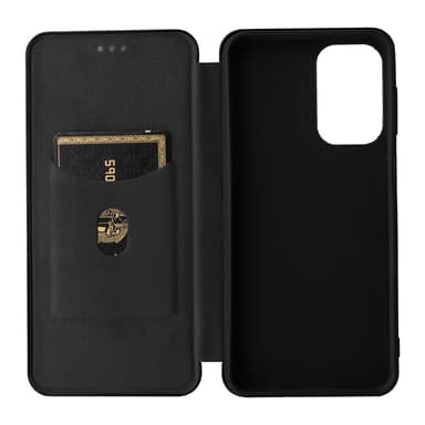 SKALO Samsung A23 5G Carbon Fiber Lompakkokotelo - Musta