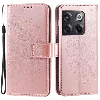 SKALO OnePlus 10T 5G Mandala lompakkokotelo - Ruusukulta