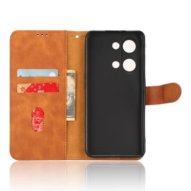 SKALO OnePlus Nord 3 5G / Ace 2V Matt PU Nahka lompakkokotelo - Ruskea