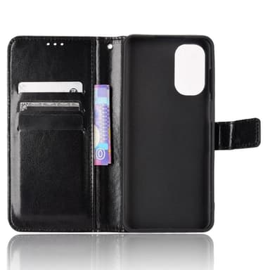 SKALO Motorola Moto G62 5G Crazy Horse lompakko PU nahka - Musta