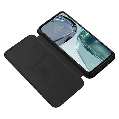 SKALO Motorola Moto G62 5G Carbon Fiber Lompakkokotelo - Musta