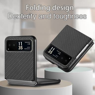 SKALO Motorola Razr 40 5G Carbon Fiber Fold Suojakuori - Musta