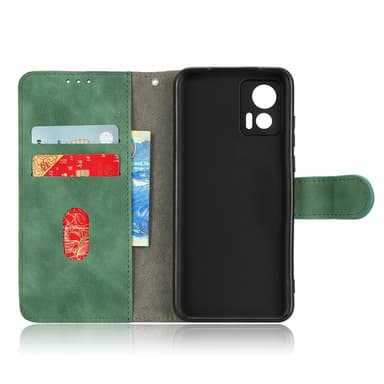 SKALO Motorola Edge 30 Neo 5G Matt PU Nahka lompakkokotelo - Vihreä