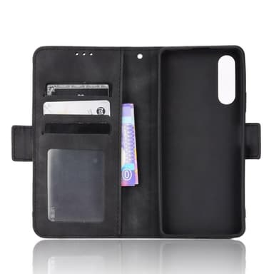SKALO Sony Xperia 10 V 6-lokeroa Lompakkokotelo - Musta