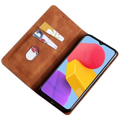 SKALO Samsung Xcover6 Pro 5G Slim Premium Lompakkokotelo - Vaaleanruskea