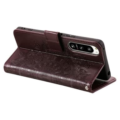SKALO Sony Xperia 5 IV 5G Mandala lompakkokotelo - Ruskea