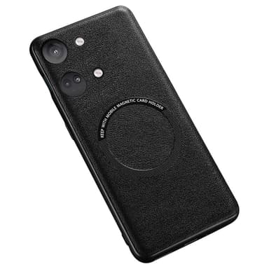 SKALO OnePlus Nord 3 5G / Ace 2V PU Nahka Hybrid Magnetic Ring Suojakuori - Musta