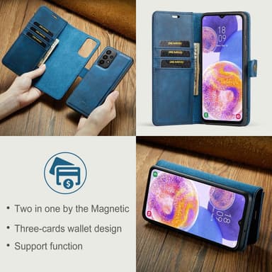 DG MING Samsung A23 5G 2-in-1 magneetti lompakkokotelo - Sininen