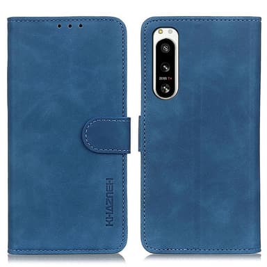 SKALO Sony Xperia 5 IV 5G KHAZNEH Lompakkokotelo PU-nahasta - Sininen