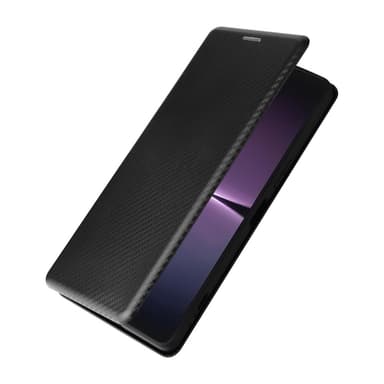 SKALO Sony Xperia 1 V Carbon Fiber Lompakkokotelo - Musta