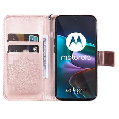 SKALO Motorola Edge 30 5G Mandala lompakkokotelo - Ruusukulta