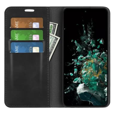 SKALO OnePlus 10T 5G Lompakkokotelo PU-nahkaa - Musta