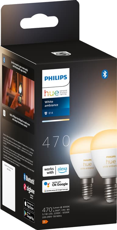 Philips Hue WA lamppu 5,1 W P45 E14 2 kpl