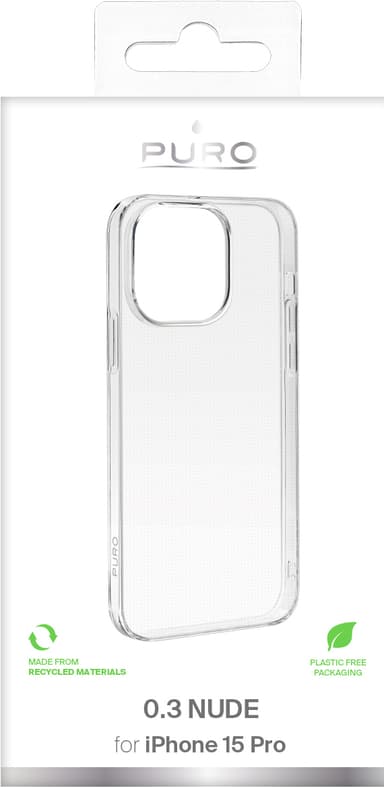 Puro 0.3 Nude iPhone 15 Pro suojakuori (läpinäkyvä)