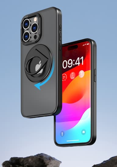 Magneettinen suojakotelo, jossa näkymätön jalusta Yhteensopiva iPhonen kanssa Musta iPhone 14 Pro Max