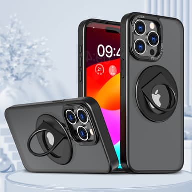 Magneettinen suojakotelo, jossa näkymätön jalusta Yhteensopiva iPhonen kanssa Musta iPhone 14 Pro Max
