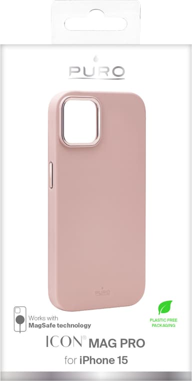 Puro Icon Mag Pro iPhone 15 suojakuori (vaaleanpunainen)