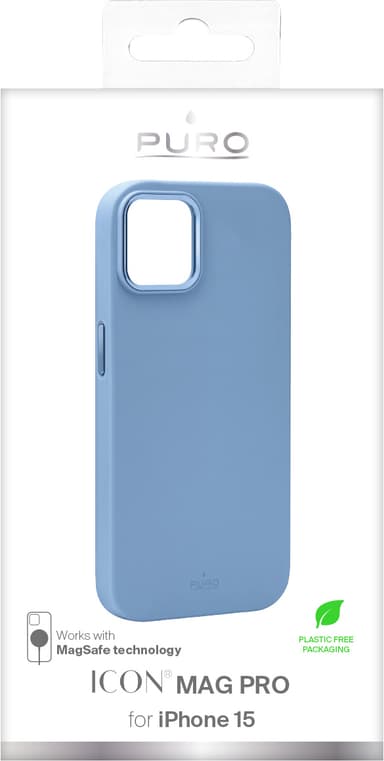 Puro Icon Mag Pro iPhone 15 suojakuori (sininen)