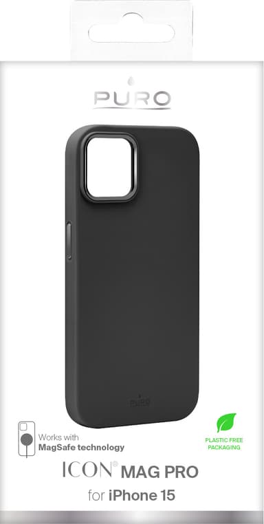 Puro Icon Mag Pro iPhone 15 suojakuori (musta)