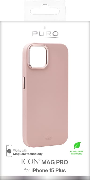 Puro Icon Mag Pro iPhone 15 Plus suojakuori (vaaleanpunainen)