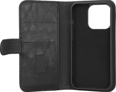 Gear 2in1 iPhone 15 Pro lompakkokotelo (3 korttipaikkaa, musta)