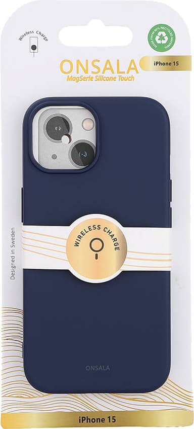 Onsala iPhone 15 Silicone suojakuori (sininen)
