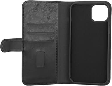 Gear 2in1 iPhone 15 Plus lompakkokotelo (3 korttipaikkaa, musta)