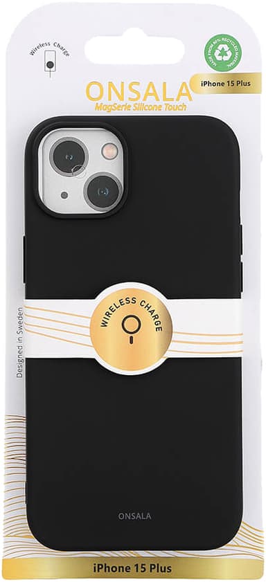 Onsala iPhone 15 Plus Silicone suojakuori (musta)