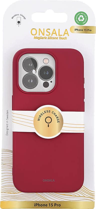 Onsala iPhone 15 Pro Silicone suojakuori (punainen)