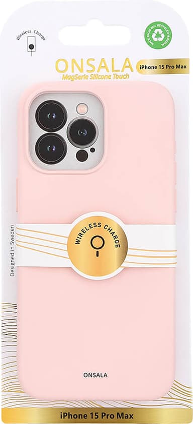 Onsala iPhone 15 Pro Max Silicone suojakuori (vaaleanpunainen)