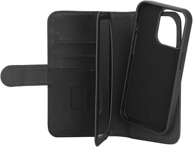 Gear 2in1 iPhone 15 Pro lompakkokotelo (7 korttipaikkaa, musta)