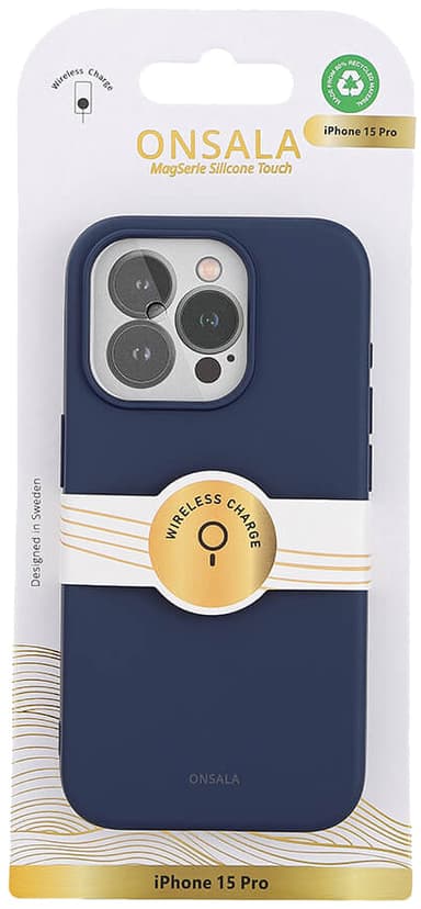 Onsala iPhone 15 Pro Silicone suojakuori (sininen)