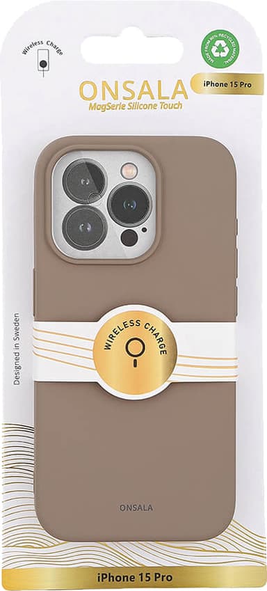 Onsala iPhone 15 Pro Silicone suojakuori (beige)